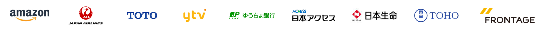 TOHO, JAPAN AIRLINES, TOTO, ytv, ゆうちょ銀行, 日本アクセス, 日本生命